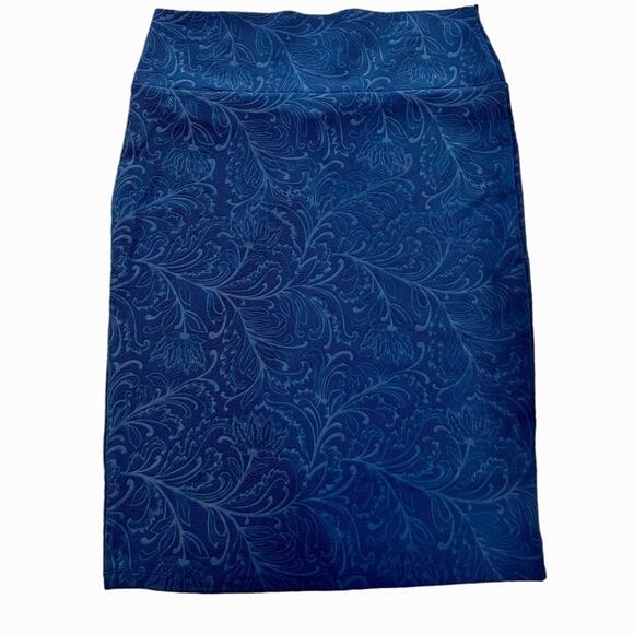 LuLaRoe Dresses & Skirts - LulaRoe Cassie Womens Medium Skirt Pencil Straight Blue Textured Paisley print